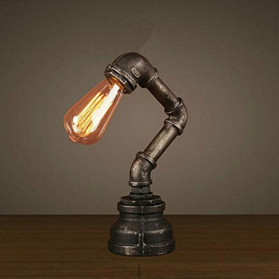 

BOKT Retro Loft Minimalist 1-Light Rustic Water Pipe Table Lamp Bedside Home Decor