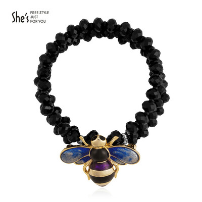 

She (she's) jewelry brooch crystal drop oil bees removable corsage bracelet C0 blue one size