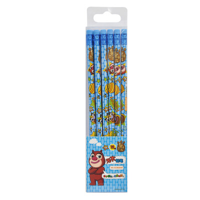 

Sanmu SUNWOOD bear infested cartoon hexagonal bar HB no wood pencil rubber head pencil 12 sticks XCM0049 student stationery