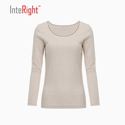 

INTERIGHT Women Big Round Collar Shirt Gray Stripe M