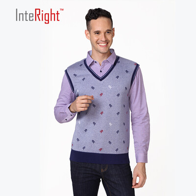 

INTERIGHT2017 autumn and winter sweater men warm underwear hooded sweater fake two pieces of gray pattern L