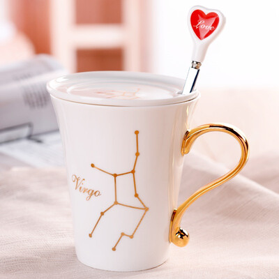 

Porcelain soul Korean porcelain couple cups coffee cup with a spoon mug set suit twelve constellations virgin