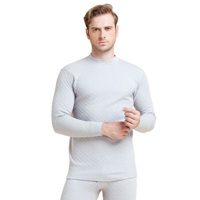 

Red bean underwear mens autumn clothes long pants soft cotton in the high collar thick air layer warm set 203 silver gray 180105