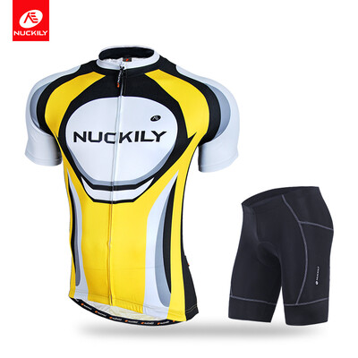 

NUCKILY Mens summer bicycle shorts&jersey with Quick-drying- proof zip pocket suit