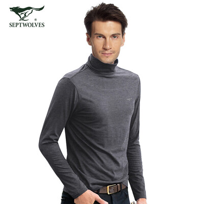 

Seven wolves autumn clothing mens cotton high collar fashion Korean mens autumn&winter thermal underwear youth repair shirt single piece 98974 dark gray XL