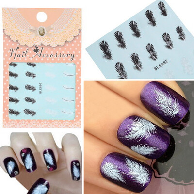 

Nail Art Wrap Tips White Swan Fluffy Feathers Water Transfer Decals Stickers