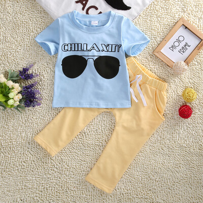 

0-5Y Toddler Baby Kids Boys T-shirt Top Long Pants Outfits Clothes Set Summer