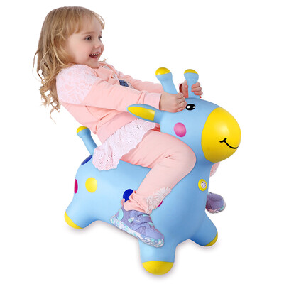 

Haha ball rocking horse children outdoor fitness toys cartoon music jumping Vault thickening inflatable small Trojan deer jingling blue