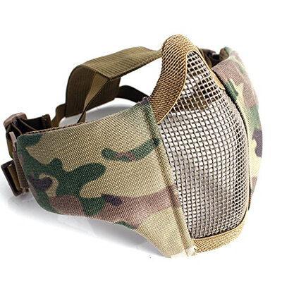 

Half Face Lower Mask Foldable Mesh Adjustable Tactical Metal Steel Mask for AirsoftHuntingShooting