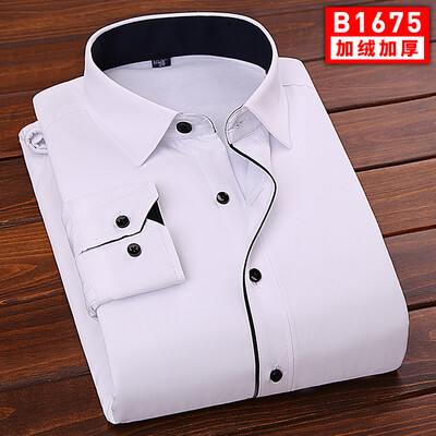 

Business Youth Men Long Sleeve Shirt Winter Silm Fit Keep Warm Solid Color