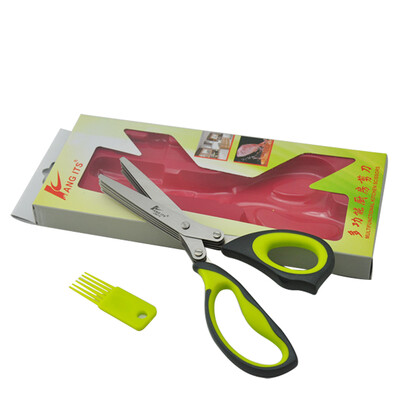 

Herb Scissors Stainless Steel Kitchen Shears Scissors 5 Blades With Clean Comb