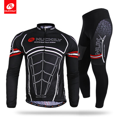 

NUCKILY Mens SpringAutumn quick drying King Kong design long sleeve bicycle clothes set