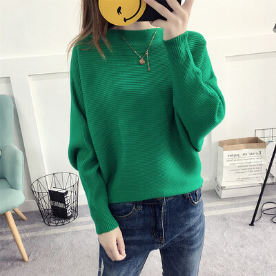 

2017 autumn and winter sweater new word collar sweater women Korean version of the pure color rounded bottomed shirt sweater