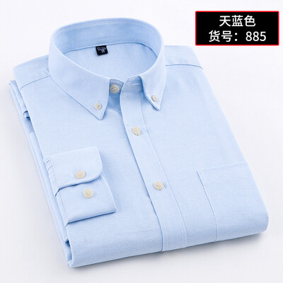 

Casual Men Long Sleeve Shirt Spring Silm Fit Oxford Textile Solid Color