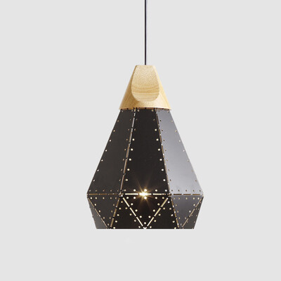 

BOKT Промышленная подвесная лампа Dianmond Shade Подвесная люстра с подсветкой E26 / E27 Base Painted Finish Hollow Out 1 light A-Black