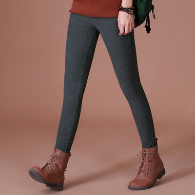 

City plus CITYPLUS 2017 autumn and winter new women's literature and art wild wear elastic Slim warm feet pants plus velvet thick leggings CWKX179257 dark gray L