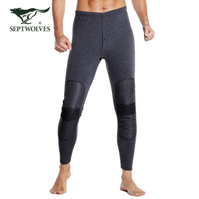 

Seven wolves mens warm pants plus velvet padded knee velvet middle&old warm leg pants knee pads 98993 deep hemp gray L