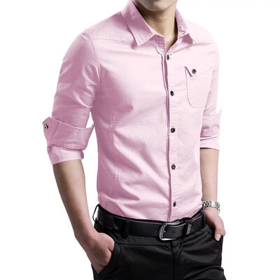

2017 Spring and autumn new men's cotton long-sleeved shirt Slim youth autumn men's shirt as gift for men
