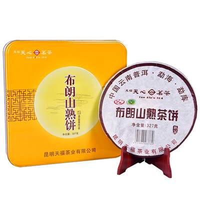 

Tin Fuk heart tea Pu'er tea cake cooked tea tea gift box Brown Hill 327 grams / box
