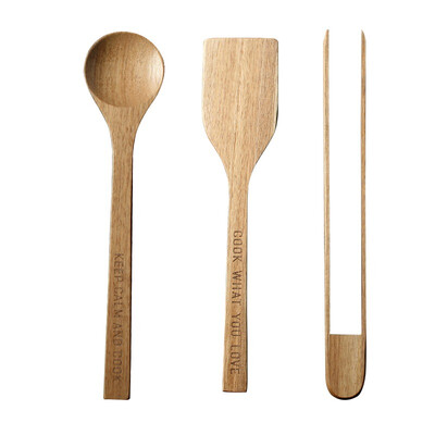 

Barbecue family (e-Rover) solid wood kitchen utensils set Acacia wood anti-corrosion decoction baking supplies wooden fork fork three-piece