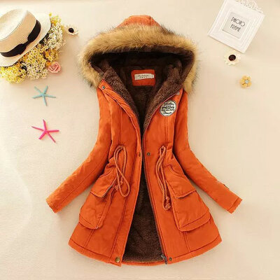 

Winter new women's military chapter jeanette hats and hats hair collar waist plus velvet thickening in the long-term cotton coat