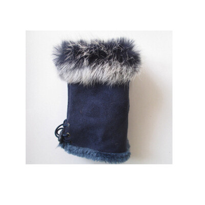 

Suede rabbit fur half finger glove female winter glove warm gloves