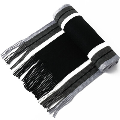 

Yu Zhaolin YUZHAOLIN scarf male winter long striped warm thick autumn&winter Korean bib men&39s wool scarf black&white ash hit the color