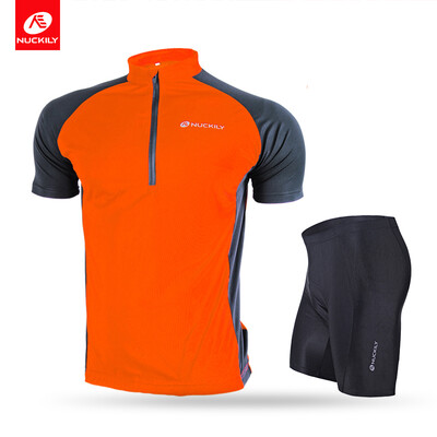 

NUCKILY Men's summer classic lightweight short sleeve cycling jersey and 3D gel pad short set