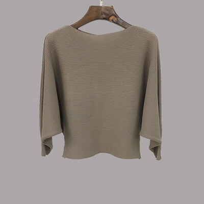 

2017 autumn and winter new bat sleeves knitting stopper loose collar collar shirt