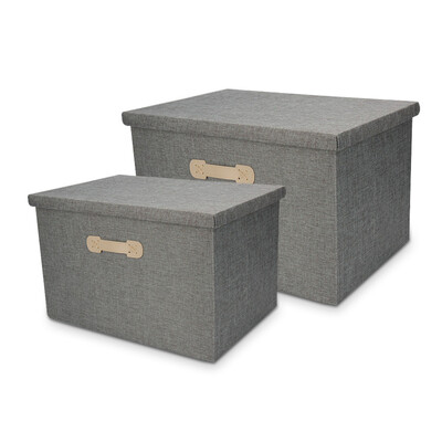 

Tinghao tinghao folding storage box fabric storage box clothing storage box two sets of gray medium small