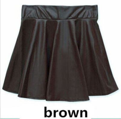

Leather Vintage Women Stretch High Waist Skater Flared Pleated Mini Skirt Dress