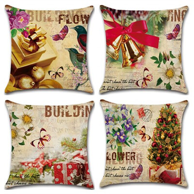 

Merry Christmas Series Cotton Linen 18" x 18" Decorative Throw Pillow Cover Cushion Case