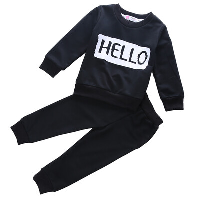 

2Pcs Baby Toddler Kids Girls Boys T-shirt Tops Pants Outfits Clothes Set 1-6Y