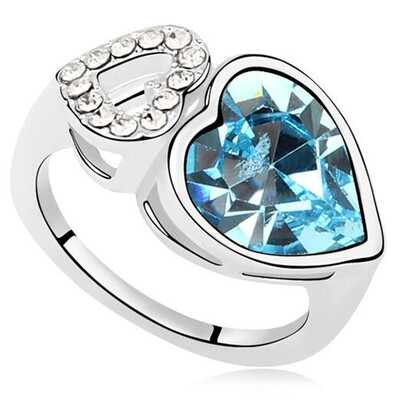 

Austrian Crystal Heart Rings For Women Wedding&Engagement Ring Silver Color High Quality Party Gift 13148