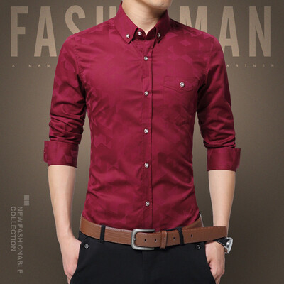

Fall Business Casual Long Sleeve Shirt Young Men New Slim Shirt as gift for men's