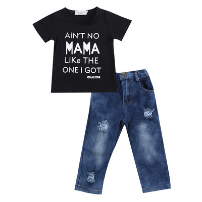 

Newborn Toddler Infant Baby Boy Clothes T-shirt TopDenim Pants Outfits Set New