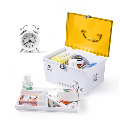 

Vilscijon Victorian multi-function household plastic medicine box with security lock family medicine box cosmetic storage box orange 6610