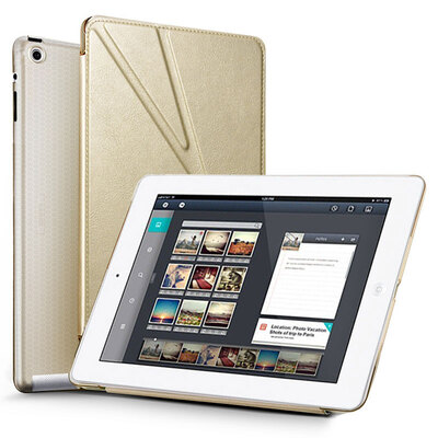 

ESCASE Apple iPad2 iPad4 iPad3 new iPad Case Case Tablet ipad2 Leather Case Multi-function Deformation Bracket Sleeve with Button Hibernate Platinum