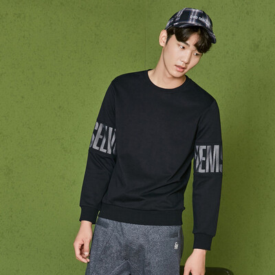

Semir sweater male 2017 winter new round neck collar long sleeve T shirt youth clothes tide 17416161002 black