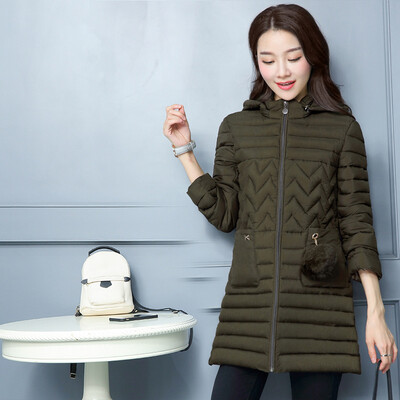 

2017 winter fashion new cotton ladies in the long section of light feathers cotton large size warm lady cotton jacket
