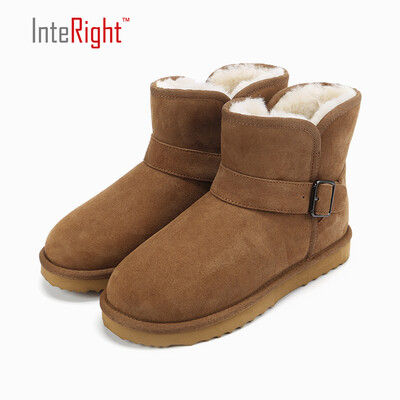 

INTERIGHT fur one warm low tube bare boots snow boots womens boots womens shoes maroon 36
