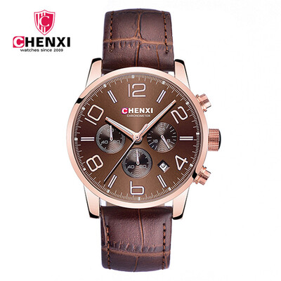 

CHENXI Men Gold Quartz Watches Luxury Luminous Dress Watch Men Calendar Chronograph Wrist Watches