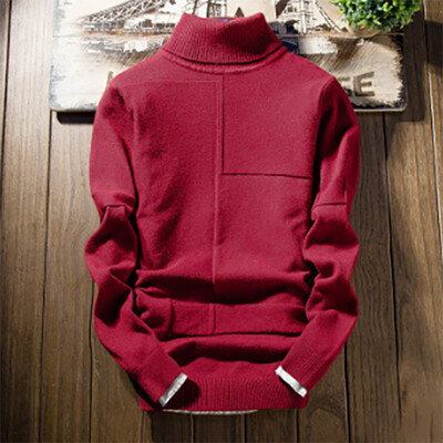 

2017 autumn and winter new men's knitting sweater line clothing Slim high-collar solid color sweater youth men's clothing