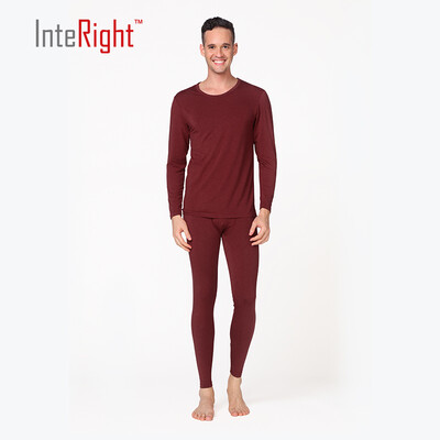 

INTERIGHT autumn&winter clothing Qiuqi men base round neck thermal underwear suit black L