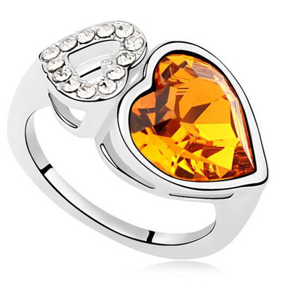 

Austrian Crystal Heart Rings For Women Wedding&Engagement Ring Silver Color High Quality Party Gift 13148