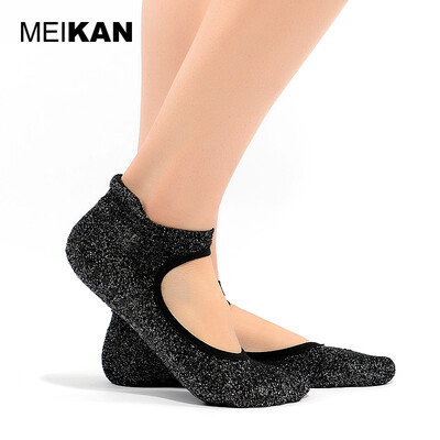 

Silver Yoga Socks Terry Backless Ballet Dance Socks Women Silicone Non-slip Thick Cotton Sport Socks Pilates Socks