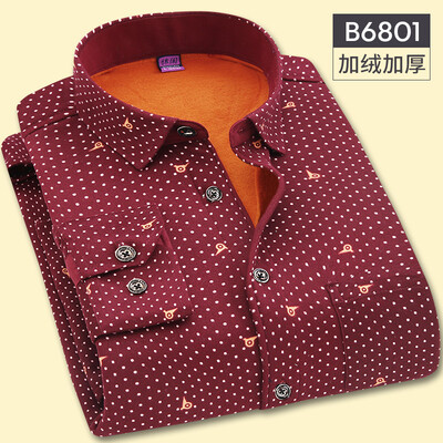 

Casual Men Long Sleeve Shirt Winter Lattice Silm Fit Keep Warm Fashion