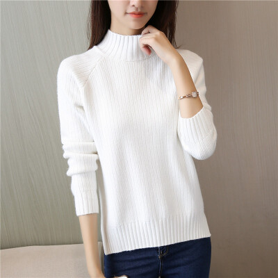 

2017 autumn and winter simple semi-high-necked sweater before the short after the long open fur sweater sweater