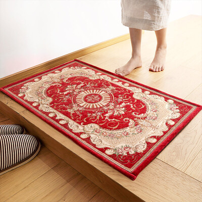 

Jiangnan leaf pad elegant jacquard living room non-slip door mat home mat 50 80cm red