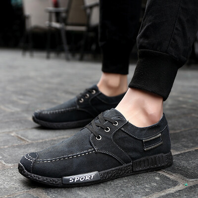 

2017 Autumn Non-leather Casual Shoes Canvas Rubber Men Shoes Breathable Gumshoe Designer Male Footwear Denim Plimsolls